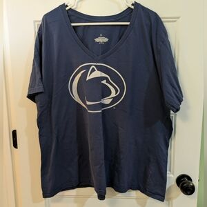 Women's Navy V-Neck Graphic Tee with Penn State Logo